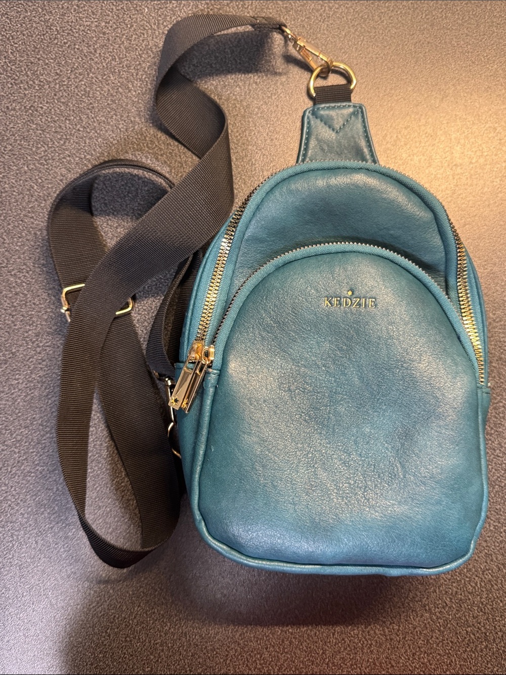 Kedzie Teal Leather Crossbody Sling Bag
